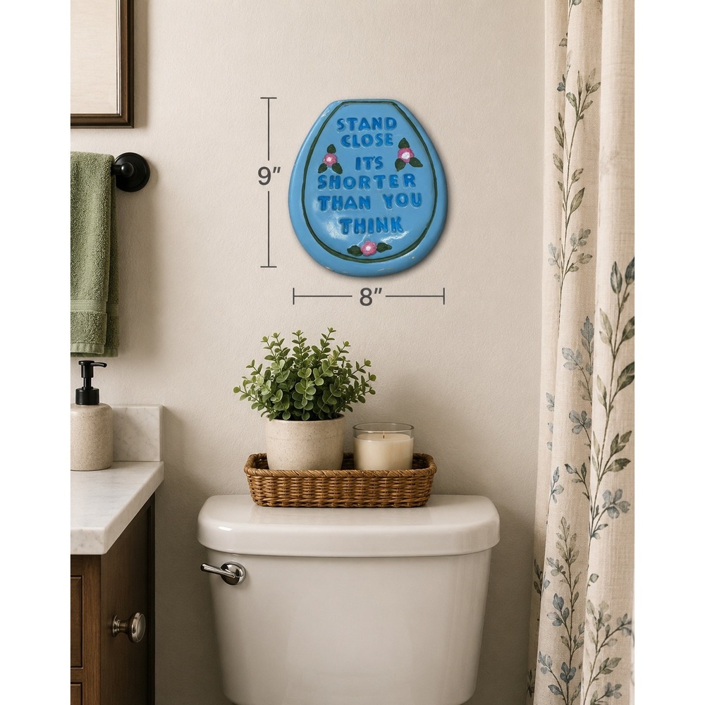 Vintage 1983 Ceramic Bathroom Wall Plaque Stand Close Its Shorter Than You Think